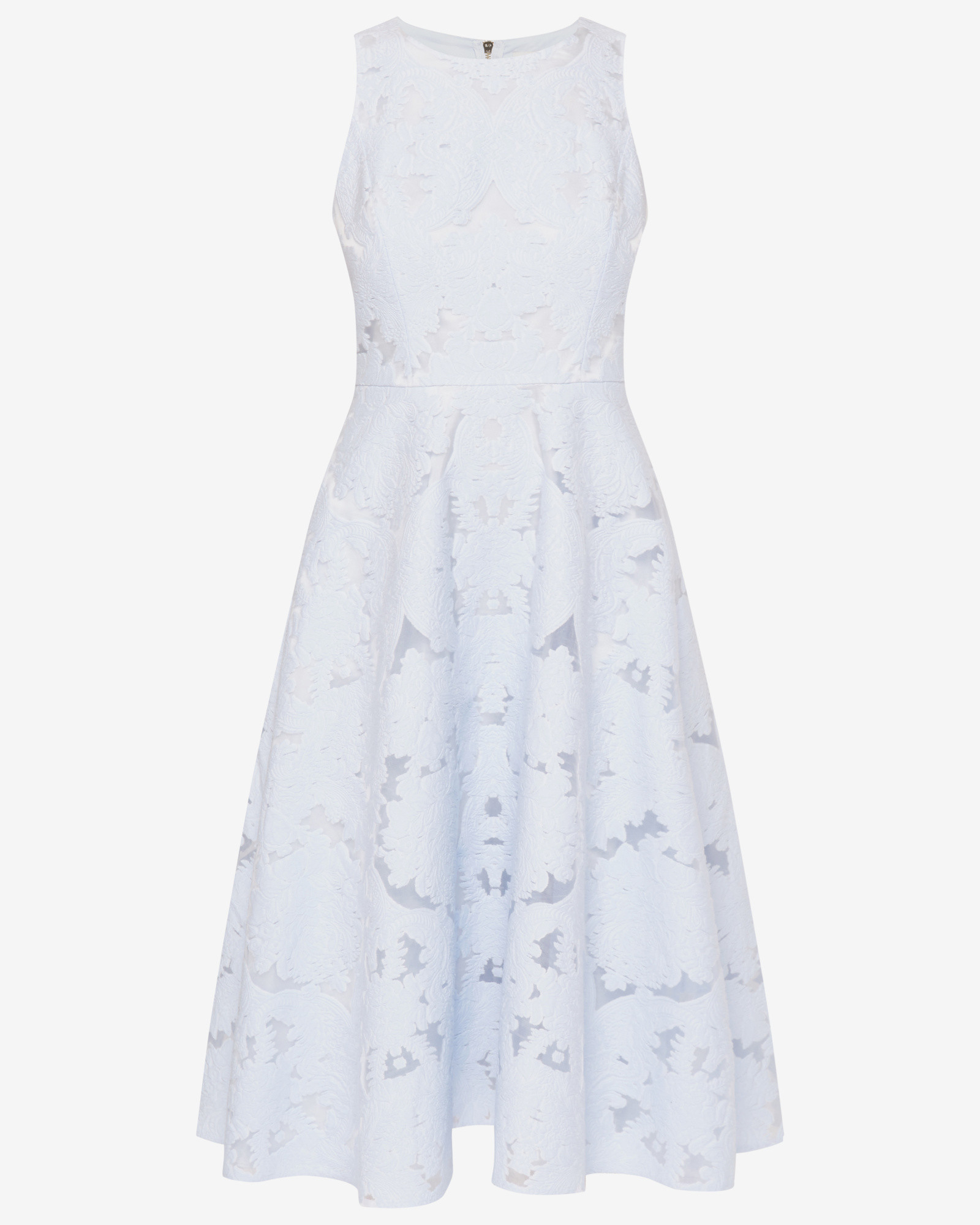 Lyst Ted Baker Burnout Jacquard Midi Dress in Blue